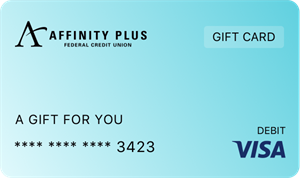 Light blue Prepaid Affinity Plus Visa Gift Card