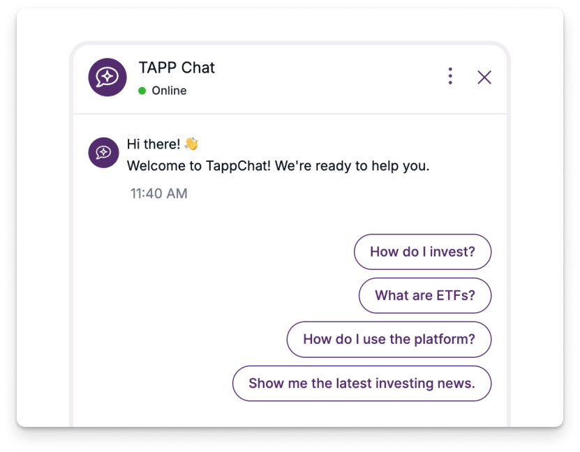 TAPP Engine Investing App Chatbot