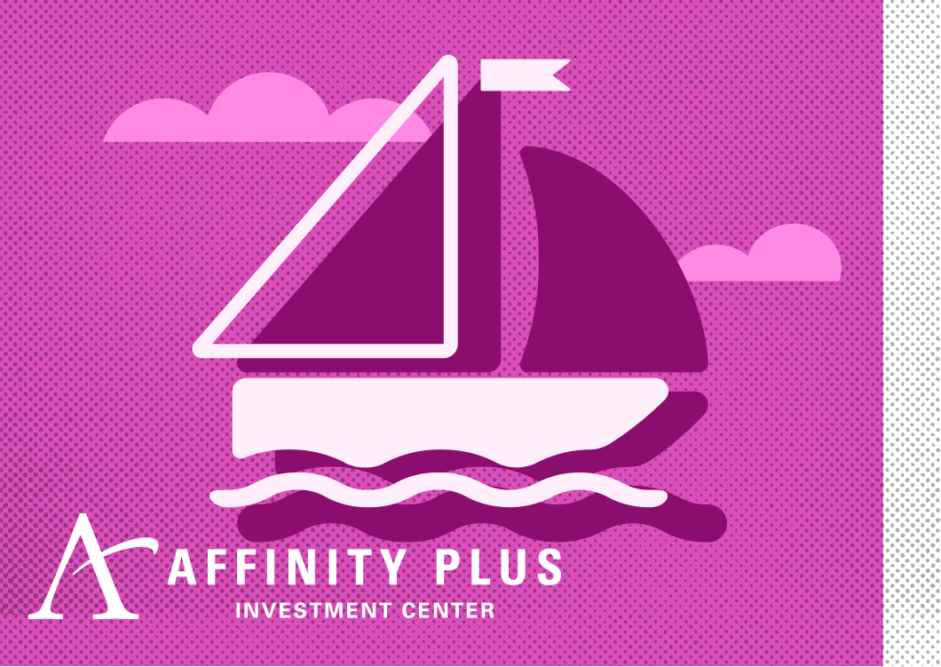 A sailboat illustration on a pink background
