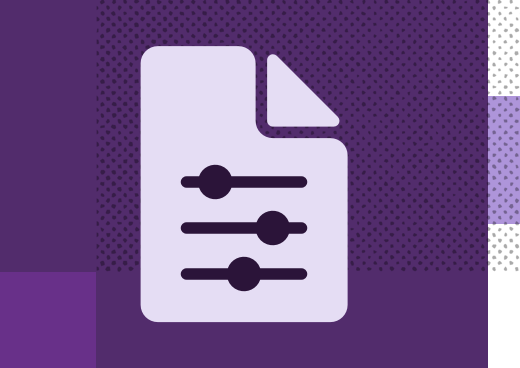 A document on a purple background