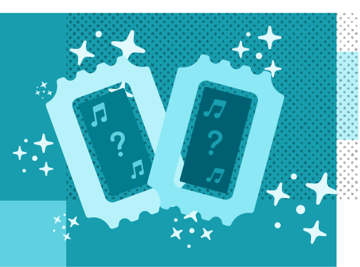 two music tickets on a teal backaground