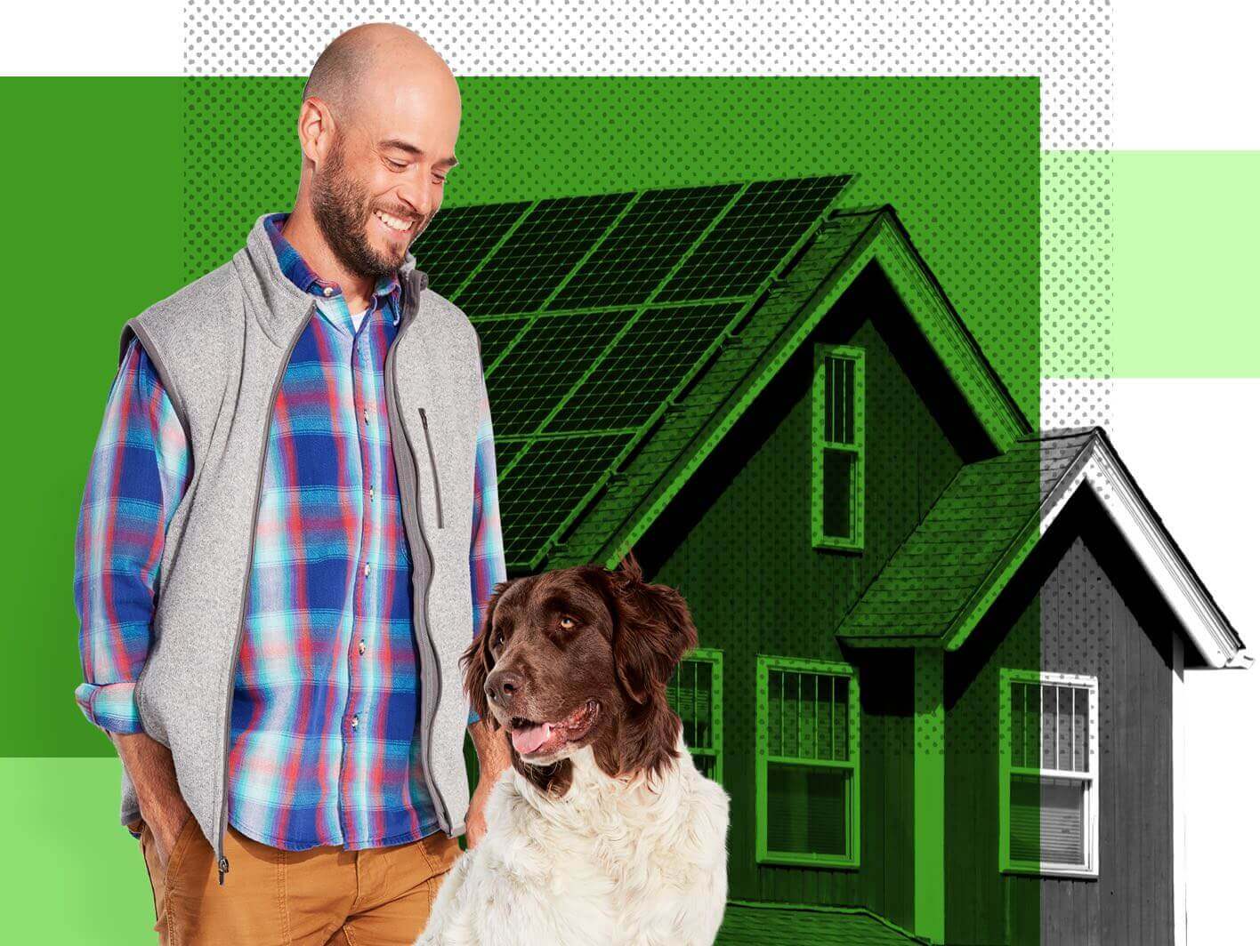 Jake, an Affinity Plus member, in front of a home with solar panels