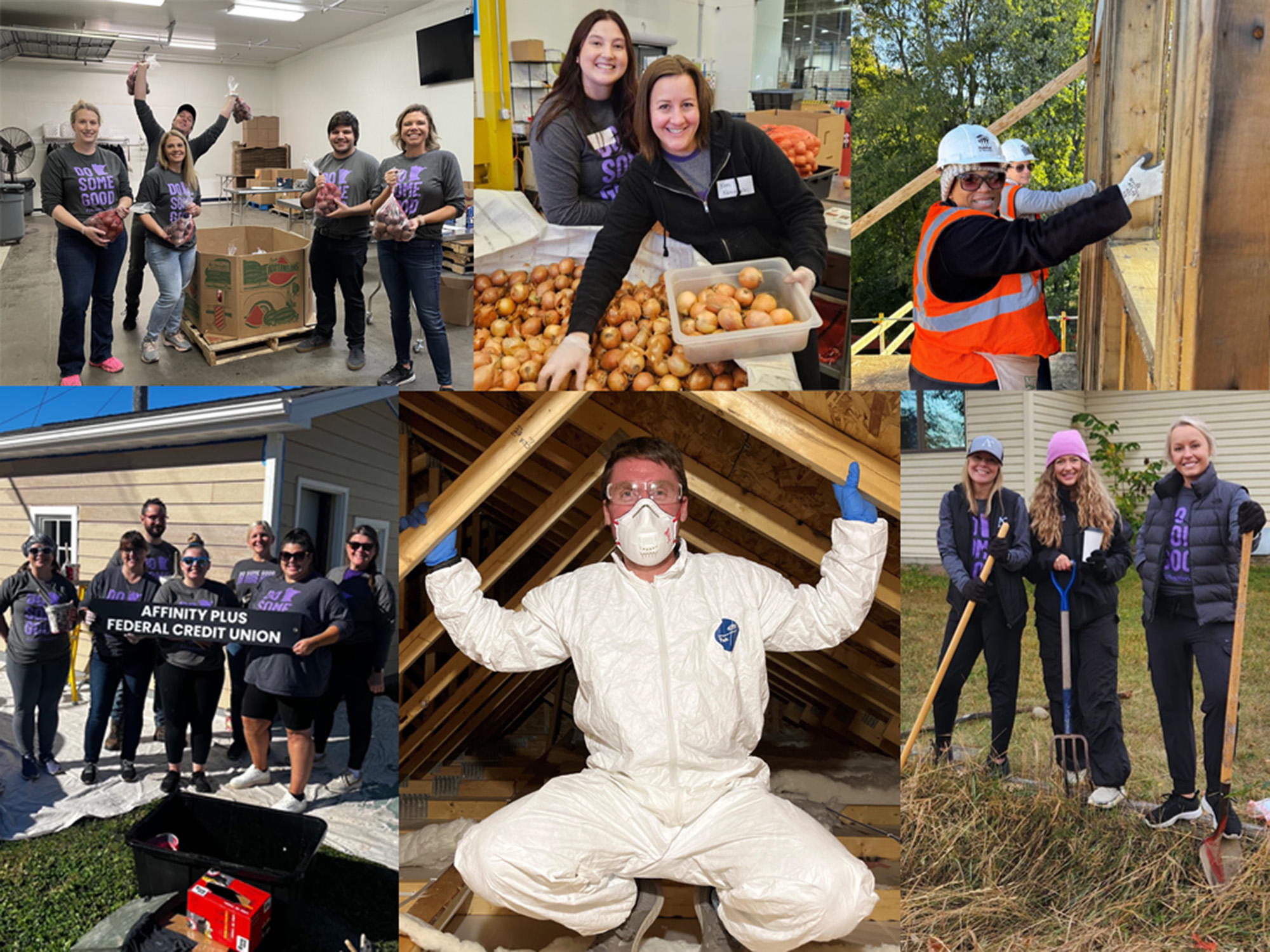 A collage of different Plus It Forward activities