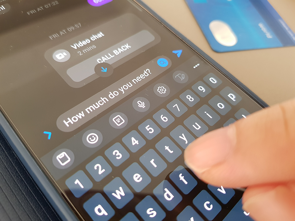 A person texting "how much money do you need?"