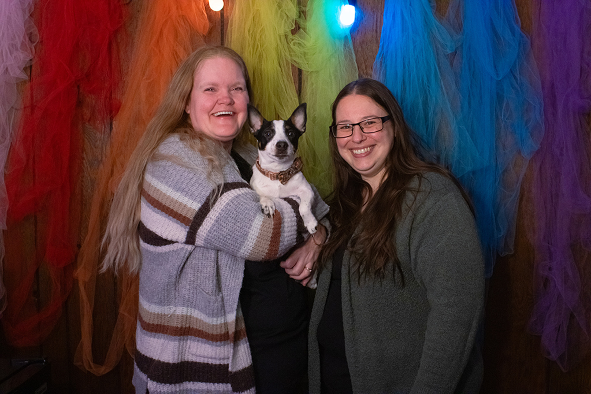 Two women smiling