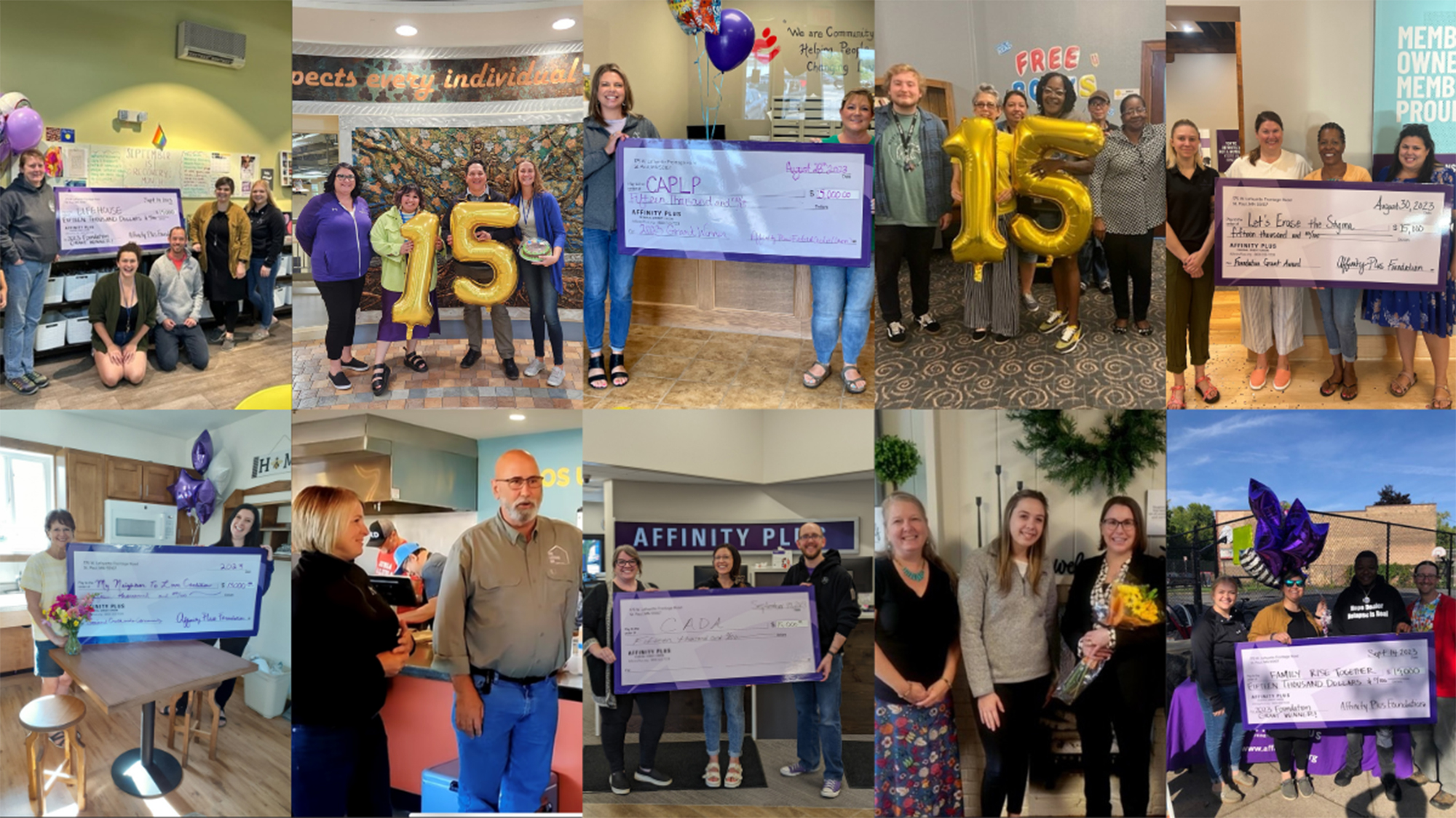 A collage of Foundation Grant Winner celebrations