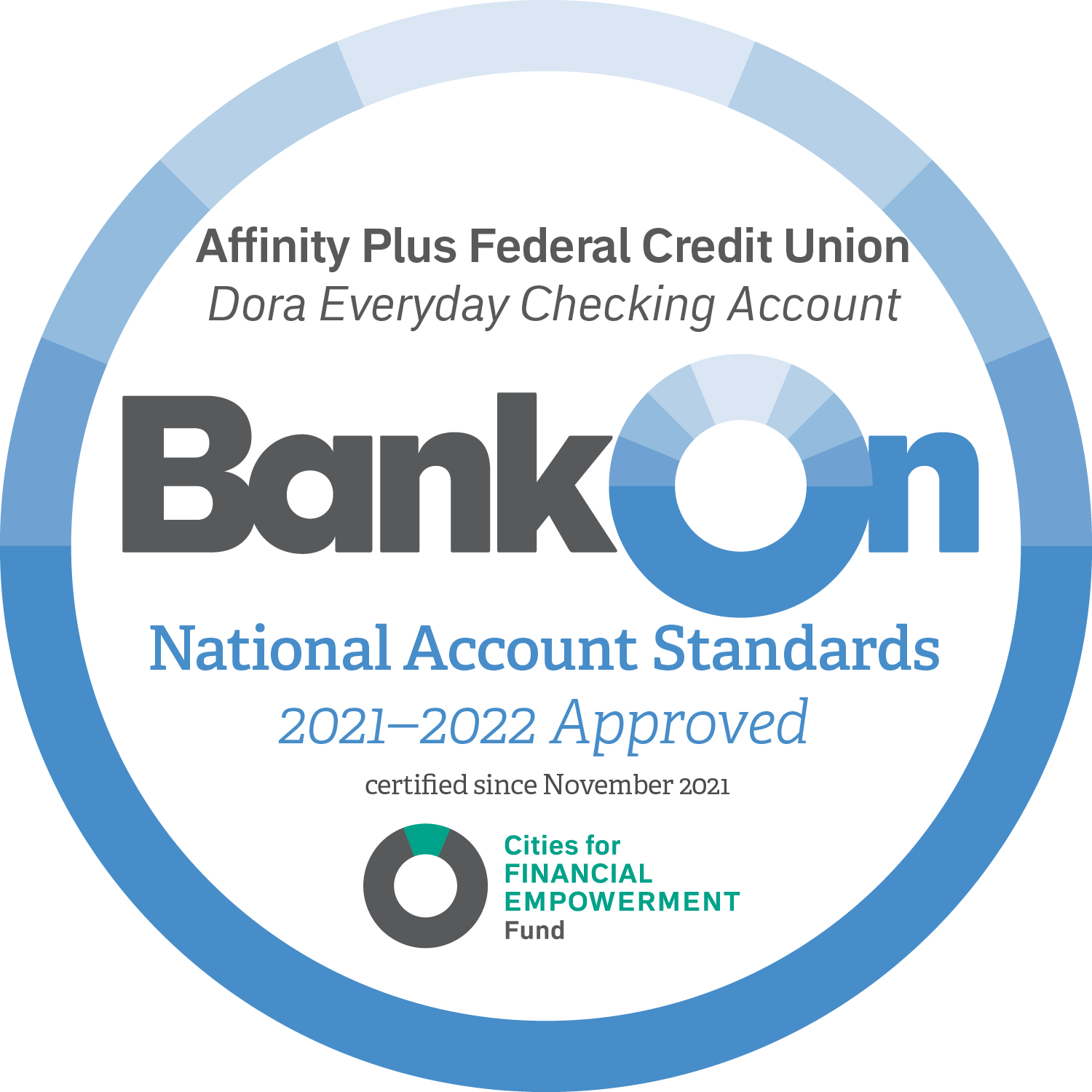 Dora Bank On National Account Standards Badge